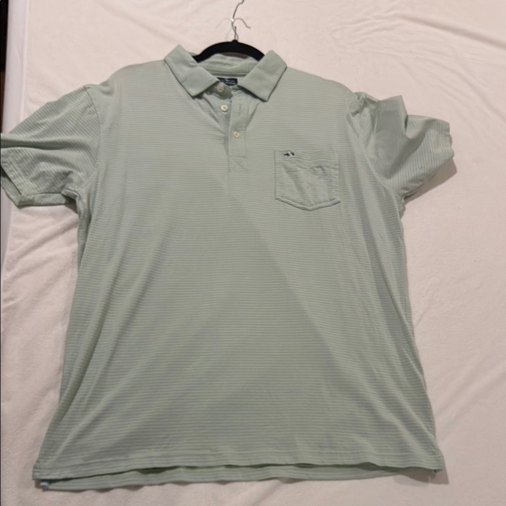 Fish Hippie polo size Large green/purple stripes